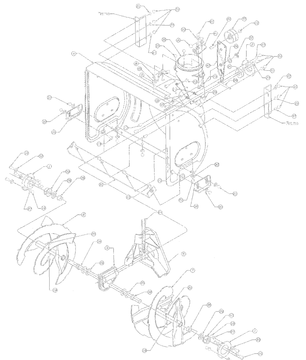 General Assembly Diagram and Parts List for 31AE640F149 1998 Yard Machines Snow Blower